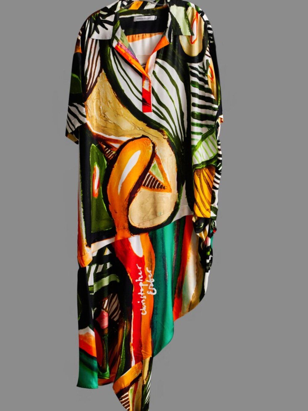 Christopher Esber printed draped silk midi dress, circa 2021